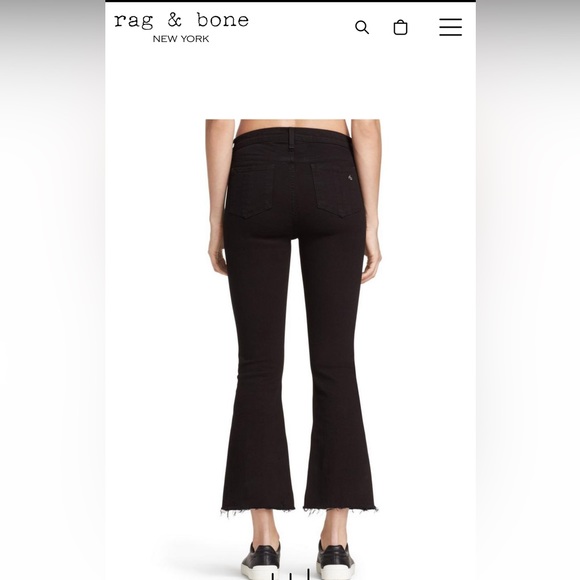 Rag & Bone Crop Flare Black Jeans - Picture 2 of 5